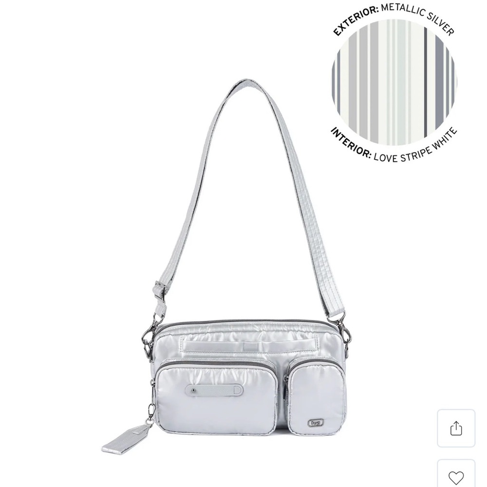 Lug Switcheroo Metallic Silver Crossbody Bag